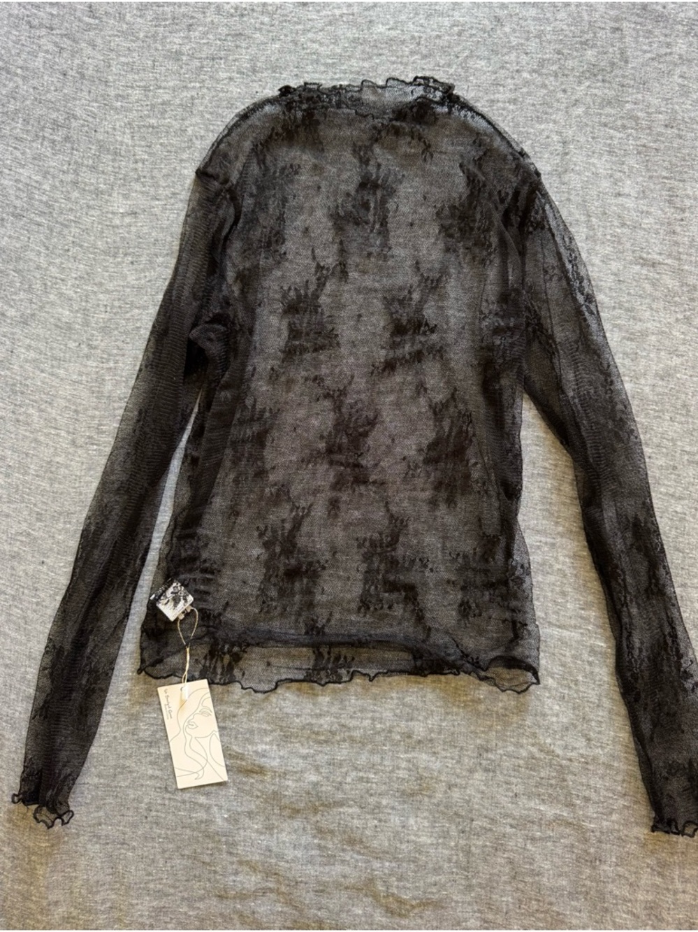 Sheer Black Long Sleeve Mesh Top